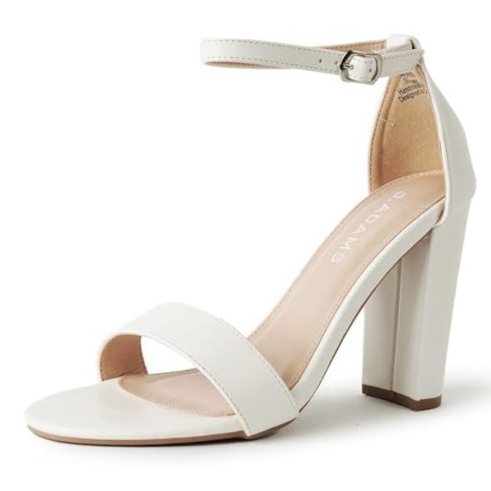 NWT J. Adams Women's Shirley Block Heels , white vegan leather Size  9